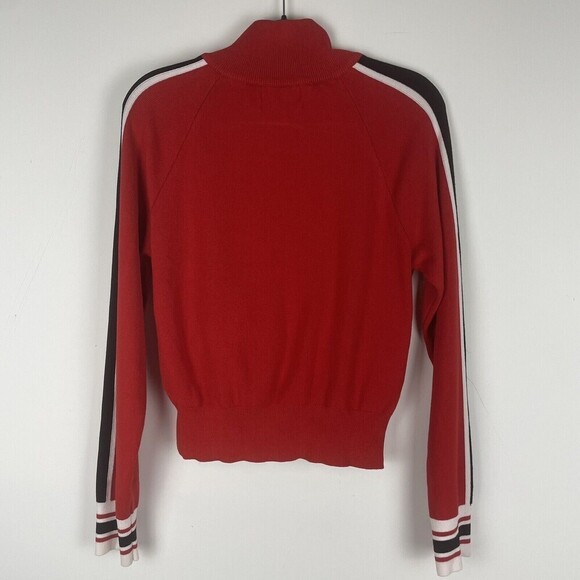 Urban Outfitters Small Red Varsity Knit Full-zip Jacket Mockneck Pockets - Picture 2 of 5